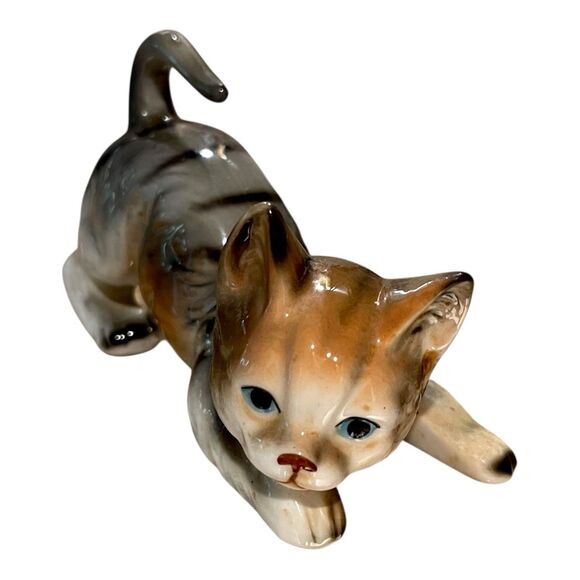 Charming Vintage 1980's Andrea By Sadek Ceramic/Porcelain Tabby Kitten Figurine - Picture 2 of 11